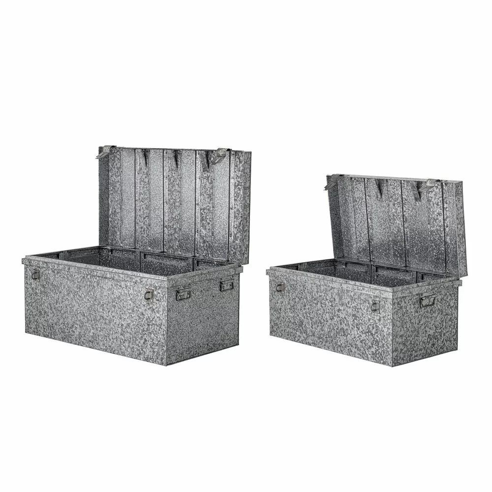 Bloomingville Opbergdozen Met Deksel Metaal - Zilver Set Van 2 Stuks 4 Bloomingville Opbergdozen Met Deksel Metaal - Zilver Set Van 2 Stuks - Afbeelding 3