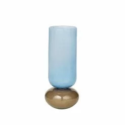 Broste Copenhagen Dorit Vaas Glas Lichtblauw/taupe - Ø11,5xh28cm