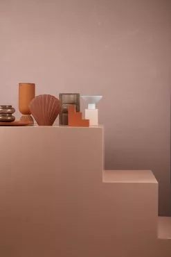 HKliving Ribbed Keramieken Bloemenvaas Rustiek Oranje -DECORATIE Winkel hkliving ribbed keramieken bloemenvaas rustiek ora 3