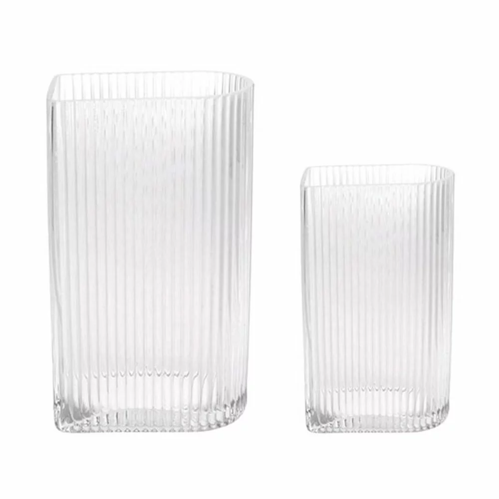 HKliving Ribbed Vazen Set Glas 3 HKliving Ribbed Vazen Set Glas