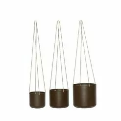 Hubsch Bloom Hangende Bloempotten Bruin Set Van 3 Stuks - 941602 -DECORATIE Winkel hubsch bloom hangende bloempotten bruin set van 3 1