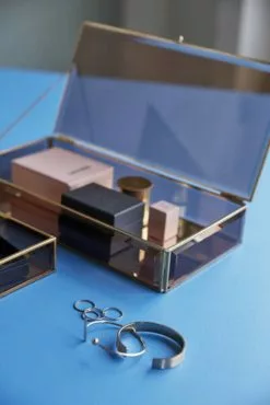 Hubsch Glazen Display Kistjes Metaal Messing- Set Van 2 Stuks -DECORATIE Winkel hubsch glazen display kistjes metaal messing set v 3