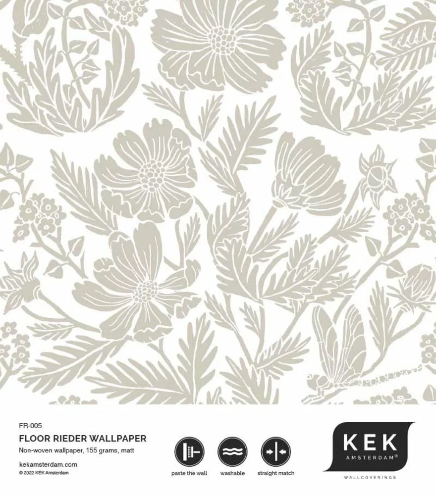 KEK Amsterdam Getekende Bloemen Behang 100x280cm Beige - FR-005 7 KEK Amsterdam Getekende Bloemen Behang 100x280cm Beige - FR-005 - Afbeelding 5