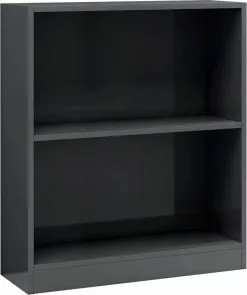 Furniture Limited - Boekenkast 60x24x74,5 Cm Bewerkt Hout Hoogglans Grijs