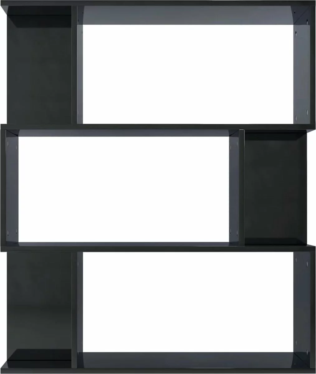 Furniture Limited - Boekenkast/kamerscherm 80x24x96 Cm Hoogglans Zwart 6 Furniture Limited - Boekenkast/kamerscherm 80x24x96 Cm Hoogglans Zwart - Afbeelding 4
