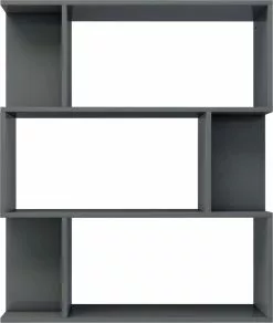 Furniture Limited - Boekenkast/kamerscherm 80x24x96 Cm Bewerkt Hout Hoogglans Grijs -DECORATIE Winkel 1014x1200