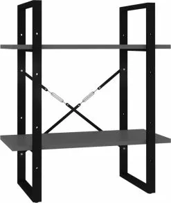 Furniture Limited - Boekenkast Met 2 Schappen 60x30x70 Cm Spaanplaat Grijs