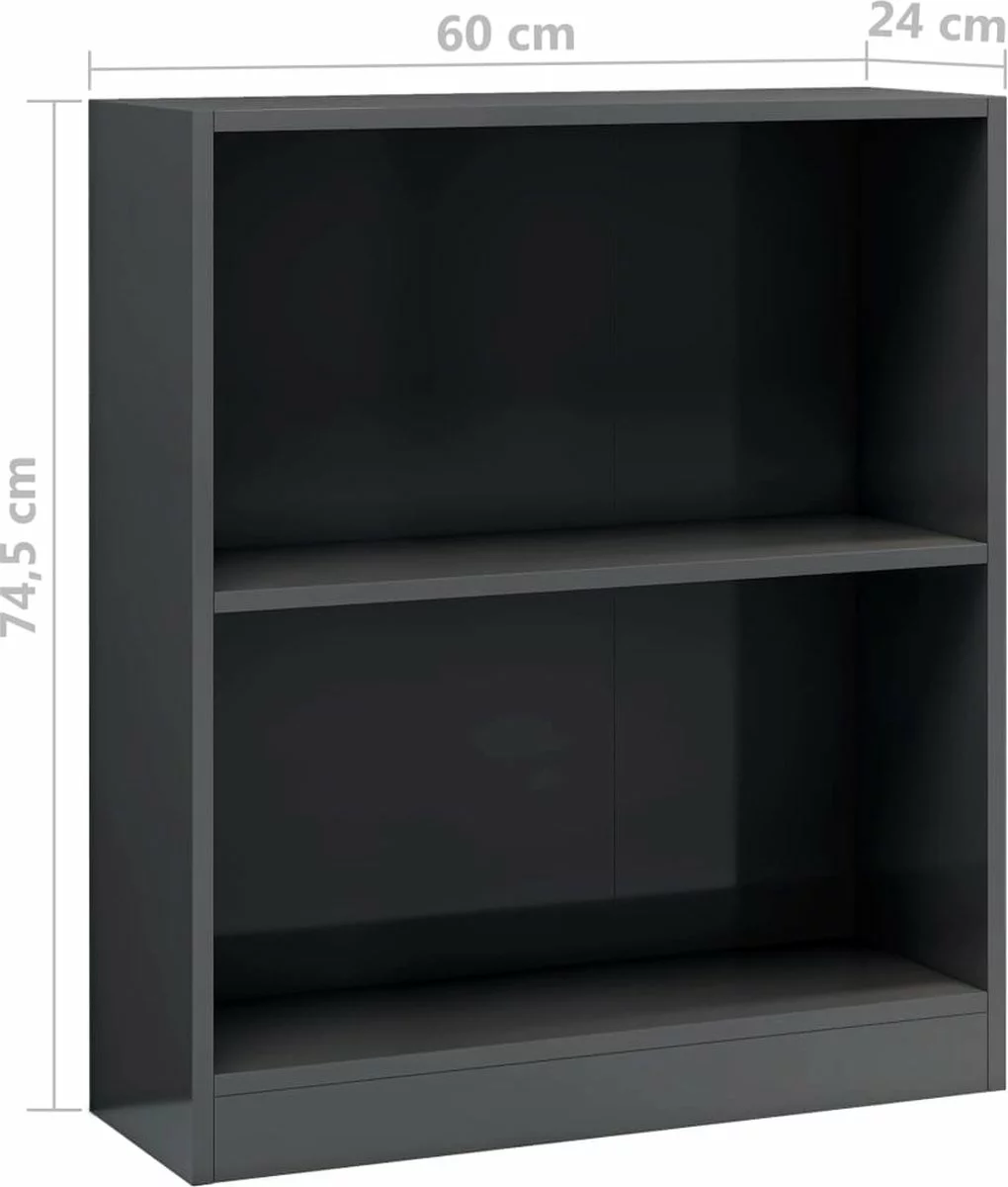 Furniture Limited - Boekenkast 60x24x74,5 Cm Bewerkt Hout Hoogglans Grijs 7 Furniture Limited - Boekenkast 60x24x74,5 Cm Bewerkt Hout Hoogglans Grijs - Afbeelding 5