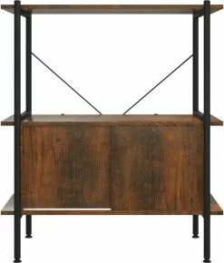 Furniture Limited - Opbergrek 3-laags Met Kast 80x40x92 Cm Staal En Bewerkt Hout -DECORATIE Winkel 1021x1200