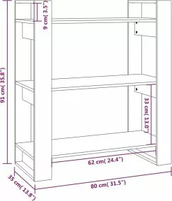 Furniture Limited - Boekenkast/kamerscherm 80x35x91 Cm Massief Grenenhout -DECORATIE Winkel 1028x1200