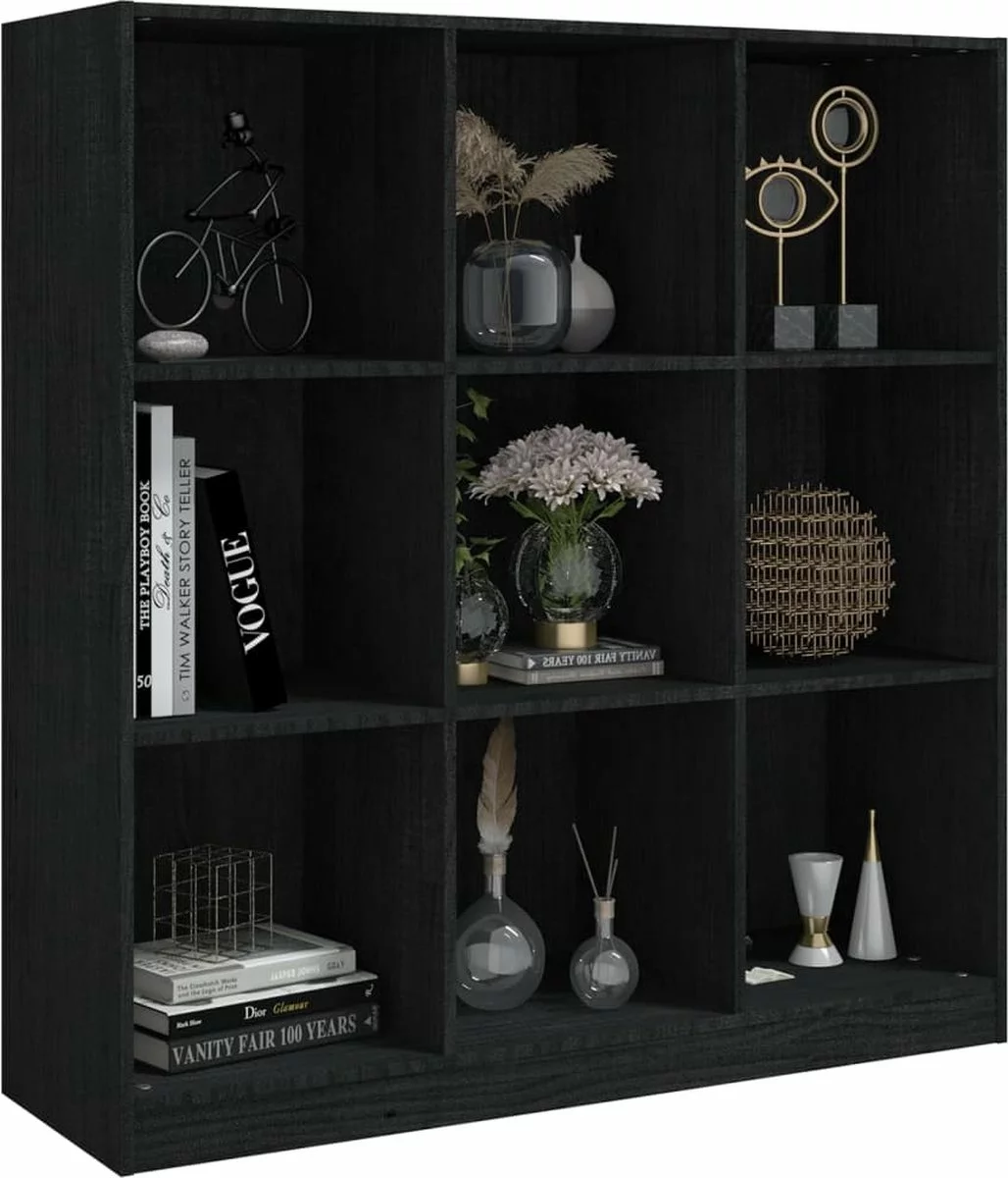 Furniture Limited - Boekenkast/kamerscherm 104x33,5x110 Cm Massief Grenenhout Zwart 7 Furniture Limited - Boekenkast/kamerscherm 104x33,5x110 Cm Massief Grenenhout Zwart - Afbeelding 5