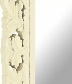 Furniture Limited - Spiegel Handgesneden 80x50 Cm Massief Mangohout Wit -DECORATIE Winkel 1035x1200