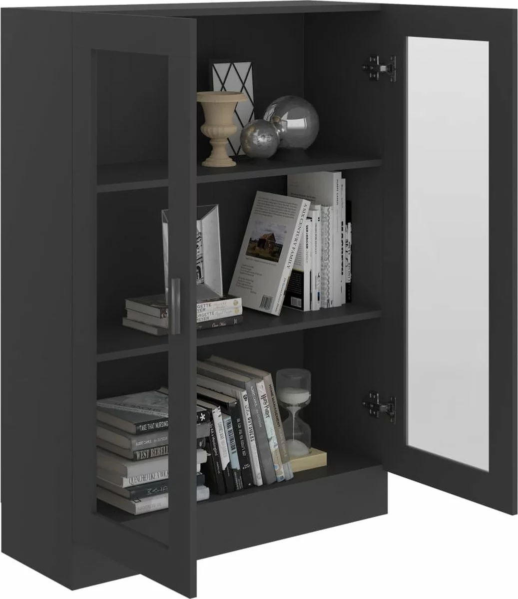 Furniture Limited - Vitrinekast 82,5x30,5x115 Cm Spaanplaat Grijs 5 Furniture Limited - Vitrinekast 82,5x30,5x115 Cm Spaanplaat Grijs - Afbeelding 3