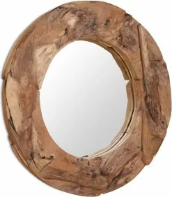 Furniture Limited - Decoratieve Spiegel Rond 80 Cm Teakhout -DECORATIE Winkel 1050x1200