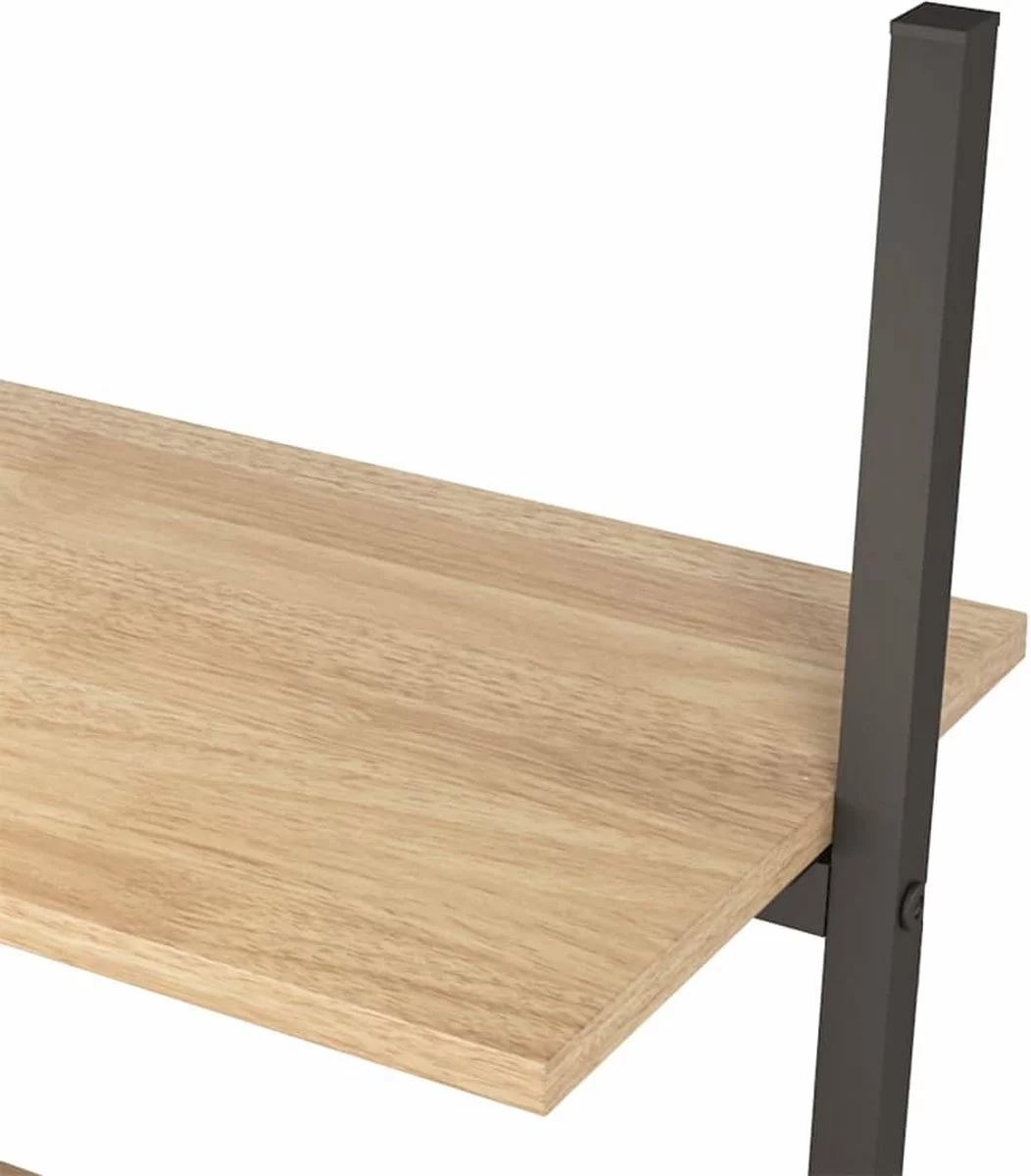 Furniture Limited - Ladderrek Met 4 Schappen 64x34x150,5 Cm Lichtbruin En Zwart 5 Furniture Limited - Ladderrek Met 4 Schappen 64x34x150,5 Cm Lichtbruin En Zwart - Afbeelding 3