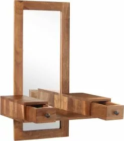Furniture Limited - Opmaakspiegel Met 2 Lades Massief Sheeshamhout -DECORATIE Winkel 1057x1200