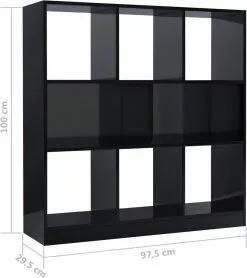 Furniture Limited - Boekenkast 97,5x29,5x100 Cm Bewerkt Hout Hoogglans Zwart 14 Furniture Limited - Boekenkast 97,5x29,5x100 Cm Bewerkt Hout Hoogglans Zwart -DECORATIE Winkel 1065x1200