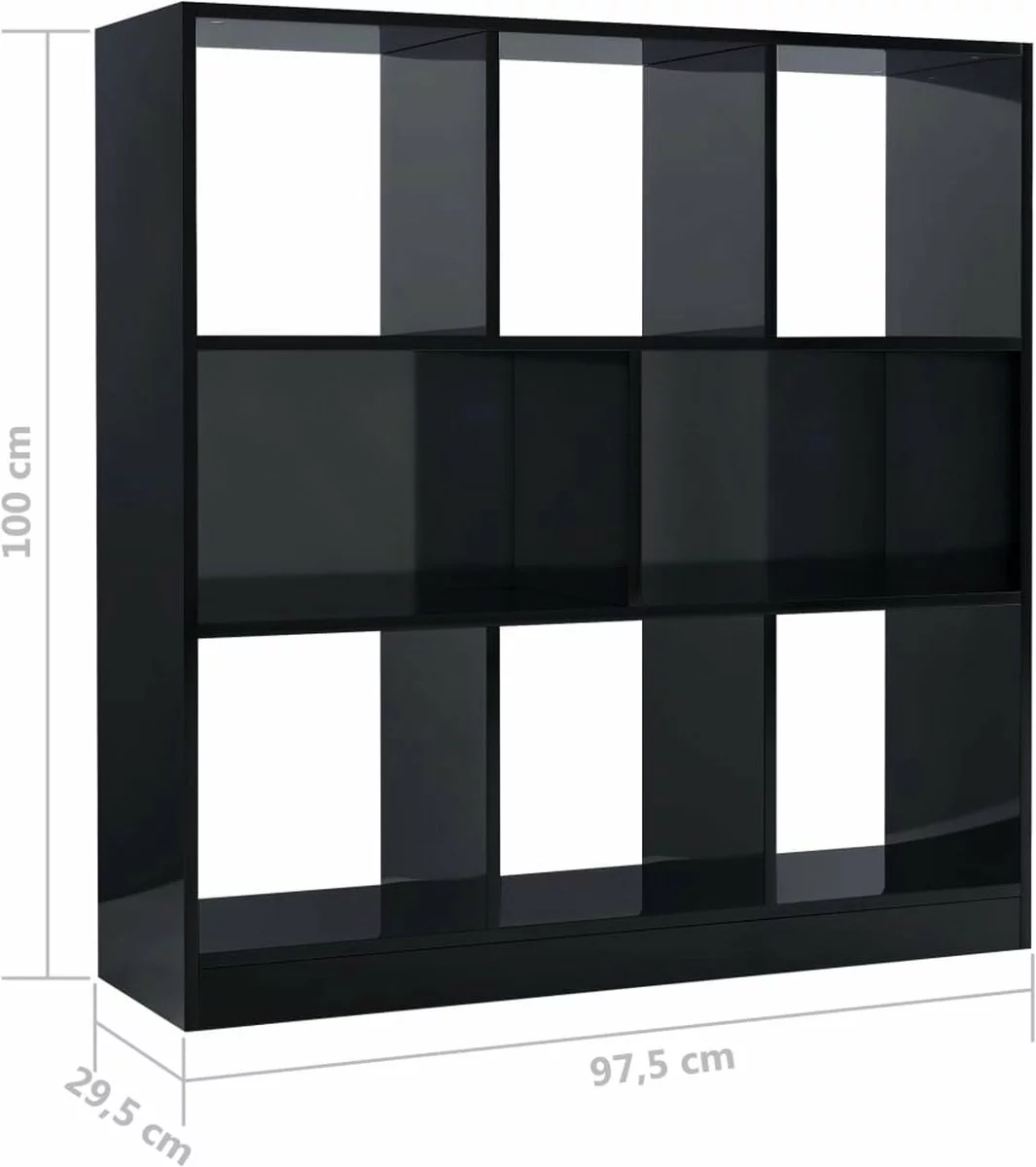 Furniture Limited - Boekenkast 97,5x29,5x100 Cm Bewerkt Hout Hoogglans Zwart 8 Furniture Limited - Boekenkast 97,5x29,5x100 Cm Bewerkt Hout Hoogglans Zwart - Afbeelding 6