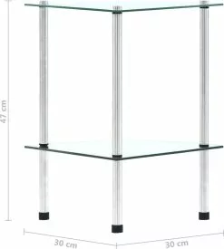 Furniture Limited - Kastje 2-laags 30x30x47 Cm Gehard Glas Transparant -DECORATIE Winkel 1077x1200