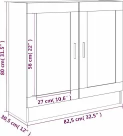 Furniture Limited - Vitrinekast 82,5x30,5x80 Cm Bewerkt Hout Gerookt Eikenkleurig -DECORATIE Winkel 1088x1200 1