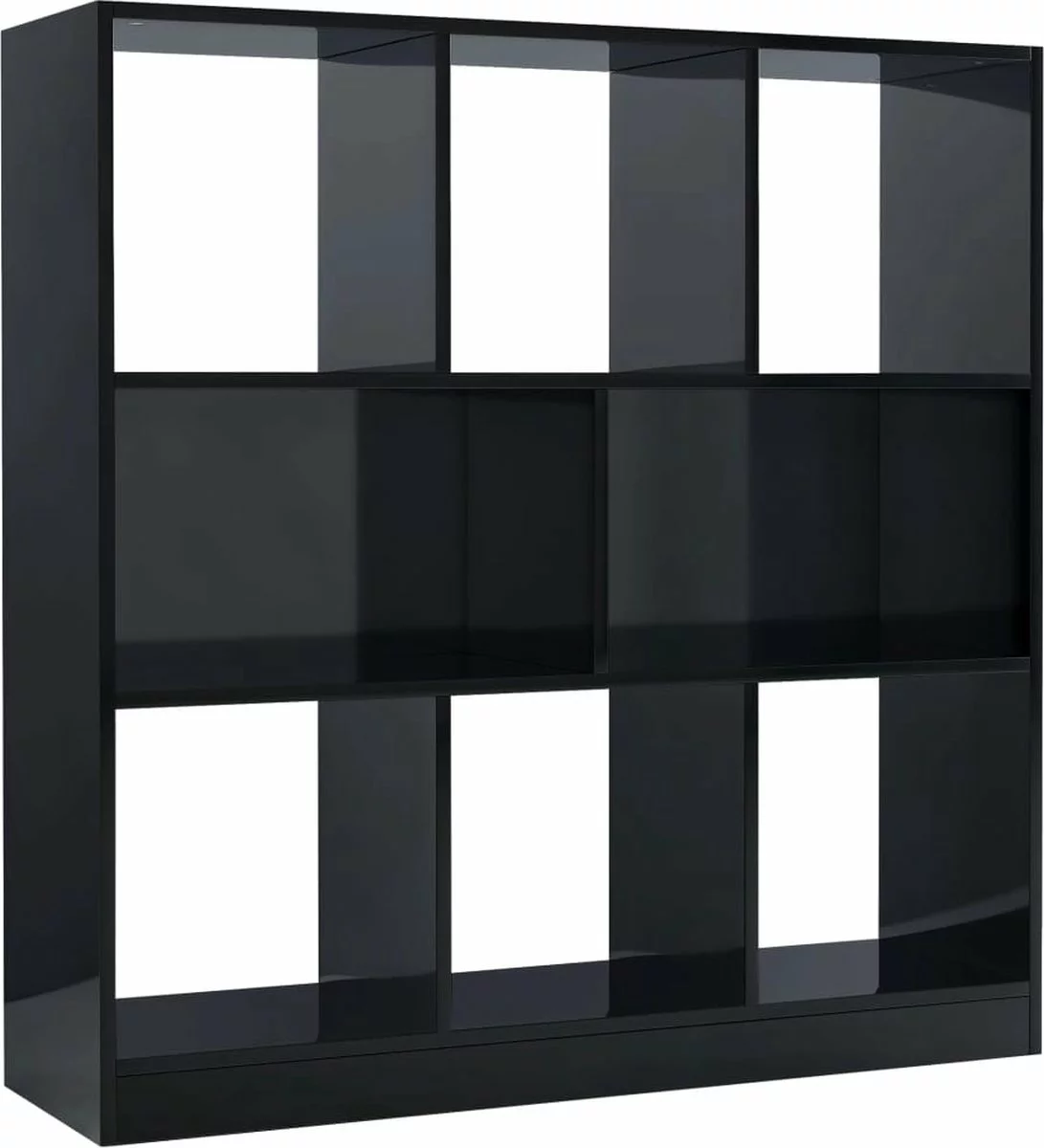 Furniture Limited - Boekenkast 97,5x29,5x100 Cm Bewerkt Hout Hoogglans Zwart 3 Furniture Limited - Boekenkast 97,5x29,5x100 Cm Bewerkt Hout Hoogglans Zwart