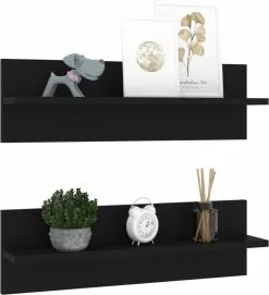 Furniture Limited - Wandschappen 2 St 60x11,5x18 Cm Spaanplaat Zwart -DECORATIE Winkel 1095x1200 1