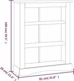 Furniture Limited - Boekenkast Grenenhout Met 3 Planken Corona-stijl 81x29x100 Cm -DECORATIE Winkel 1095x1200 2