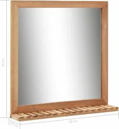 Furniture Limited - Badkamerspiegel 60x12x62 Massief Walnotenhout -DECORATIE Winkel 1109x1200