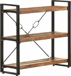 Furniture Limited - Boekenkast Met 3 Schappen 90x30x80 Cm Massief Gerecycled Hout