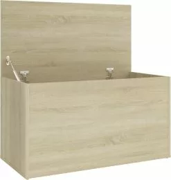 Furniture Limited - Opbergkist 84x42x46 Cm Bewerkt Hout Sonoma Eikenkleurig -DECORATIE Winkel 1138x1200