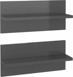 Furniture Limited - Wandschappen 2 St 40x11,5x18 Cm Hoogglans Grijs