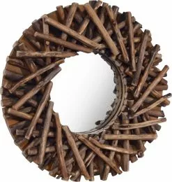 Furniture Limited - Wandspiegel Rond 40 Cm Teakhout