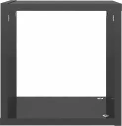 Furniture Limited - Wandschappen Kubus 4 St 26x15x26 Cm Hoogglans Grijs -DECORATIE Winkel 1164x1200