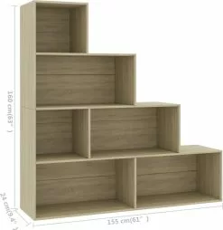Furniture Limited - Boekenkast/kamerscherm 155x24x160 Cm Bewerkt Hout Sonoma Eiken -DECORATIE Winkel 1165x1200