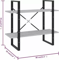 Furniture Limited - Boekenkast Met 2 Schappen 80x30x70 Cm Spaanplaat Betongrijs 15 Furniture Limited - Boekenkast Met 2 Schappen 80x30x70 Cm Spaanplaat Betongrijs -DECORATIE Winkel 1170x1200 1