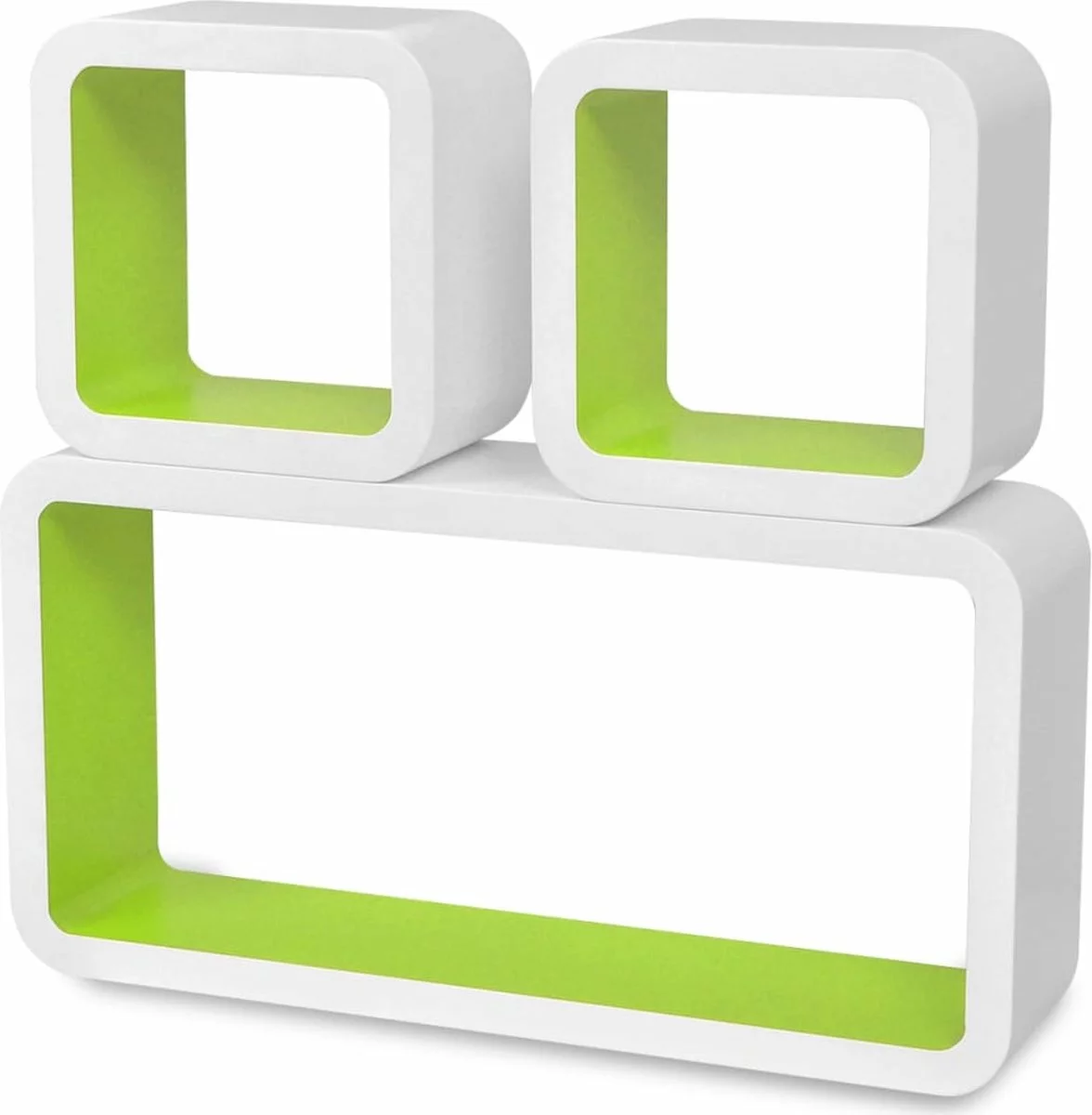 Furniture Limited - Wandplanken Kubus 6 St Wit En Groen 4 Furniture Limited - Wandplanken Kubus 6 St Wit En Groen - Afbeelding 2