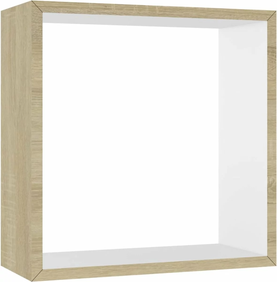 Furniture Limited - Wandschappen Kubus 3 St Wit En Sonoma Eikenkleurig 11 Furniture Limited - Wandschappen Kubus 3 St Wit En Sonoma Eikenkleurig - Afbeelding 9