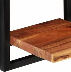 Furniture Limited - Wandschappen 2 St 25x25x75 Cm Massief Acaciahout En Staal -DECORATIE Winkel 1191x1200