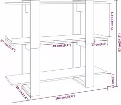 Furniture Limited - Boekenkast/kamerscherm 100x30x87 Cm Grijs Sonoma Eikenkleurig 15 Furniture Limited - Boekenkast/kamerscherm 100x30x87 Cm Grijs Sonoma Eikenkleurig -DECORATIE Winkel 1200x1040 1