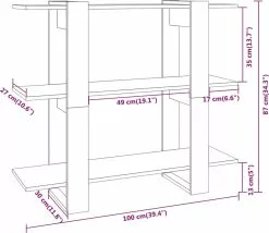 Furniture Limited - Boekenkast/kamerscherm 100x30x87 Cm Zwart -DECORATIE Winkel 1200x1042