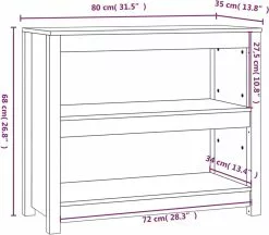 Furniture Limited - Boekenkast 80x35x68 Cm Massief Grenenhout Wit -DECORATIE Winkel 1200x1047