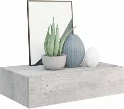 Furniture Limited - Wandschappen 2 St Met Lade 40x23,5x10 Cm MDF Betongrijs -DECORATIE Winkel 1200x1050