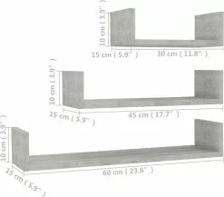 Furniture Limited - Wandschappen 3 St Bewerkt Hout Betongrijs -DECORATIE Winkel 1200x1056 1