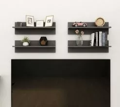 Furniture Limited - Wandschappen 4 St 60x11,5x18 Cm Spaanplaat Grijs -DECORATIE Winkel 1200x1068