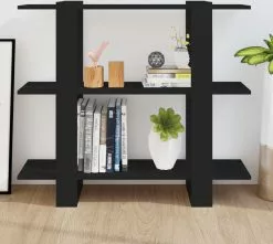 Furniture Limited - Boekenkast/kamerscherm 100x30x87 Cm Zwart -DECORATIE Winkel 1200x1072