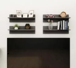 Furniture Limited - Wandschappen 4 St 60x11,5x18 Cm Spaanplaat Hoogglans Grijs -DECORATIE Winkel 1200x1078 1