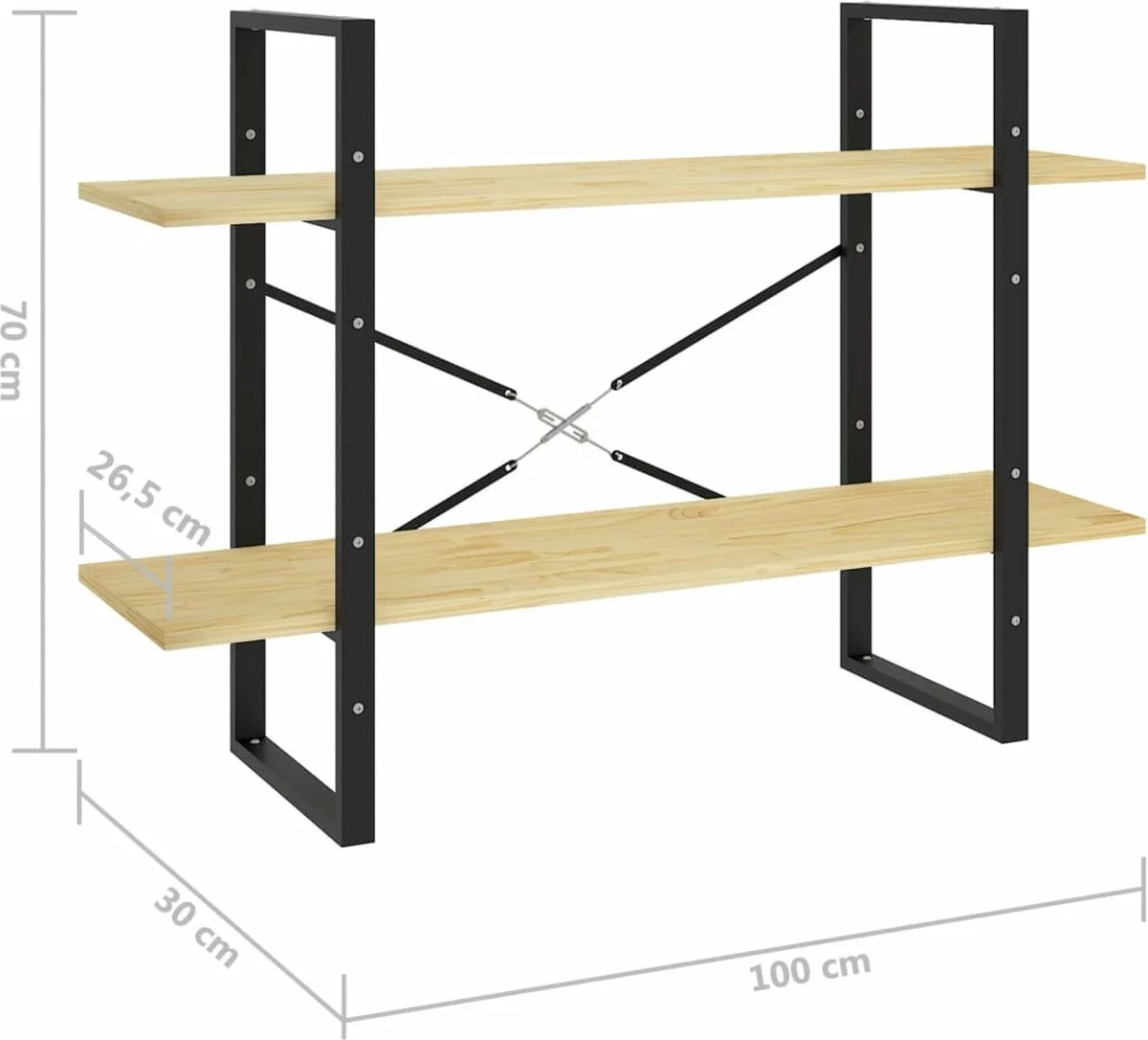 Furniture Limited - Boekenkast Met 2 Schappen 100x30x70 Cm Massief Grenenhout 5 Furniture Limited - Boekenkast Met 2 Schappen 100x30x70 Cm Massief Grenenhout - Afbeelding 3
