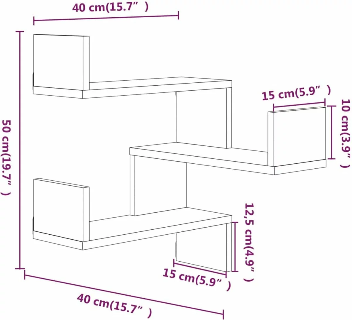 Furniture Limited - Hoekwandschappen 2 St 40x40x50 Cm Bewerkt Hout Sonoma Eiken 6 Furniture Limited - Hoekwandschappen 2 St 40x40x50 Cm Bewerkt Hout Sonoma Eiken - Afbeelding 4