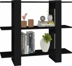 Furniture Limited - Boekenkast/kamerscherm 100x30x87 Cm Zwart -DECORATIE Winkel 1200x1096 1