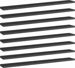 Furniture Limited - Wandschappen 8 St 80x10x1,5 Cm Spaanplaat Hoogglans Zwart -DECORATIE Winkel 1200x1098